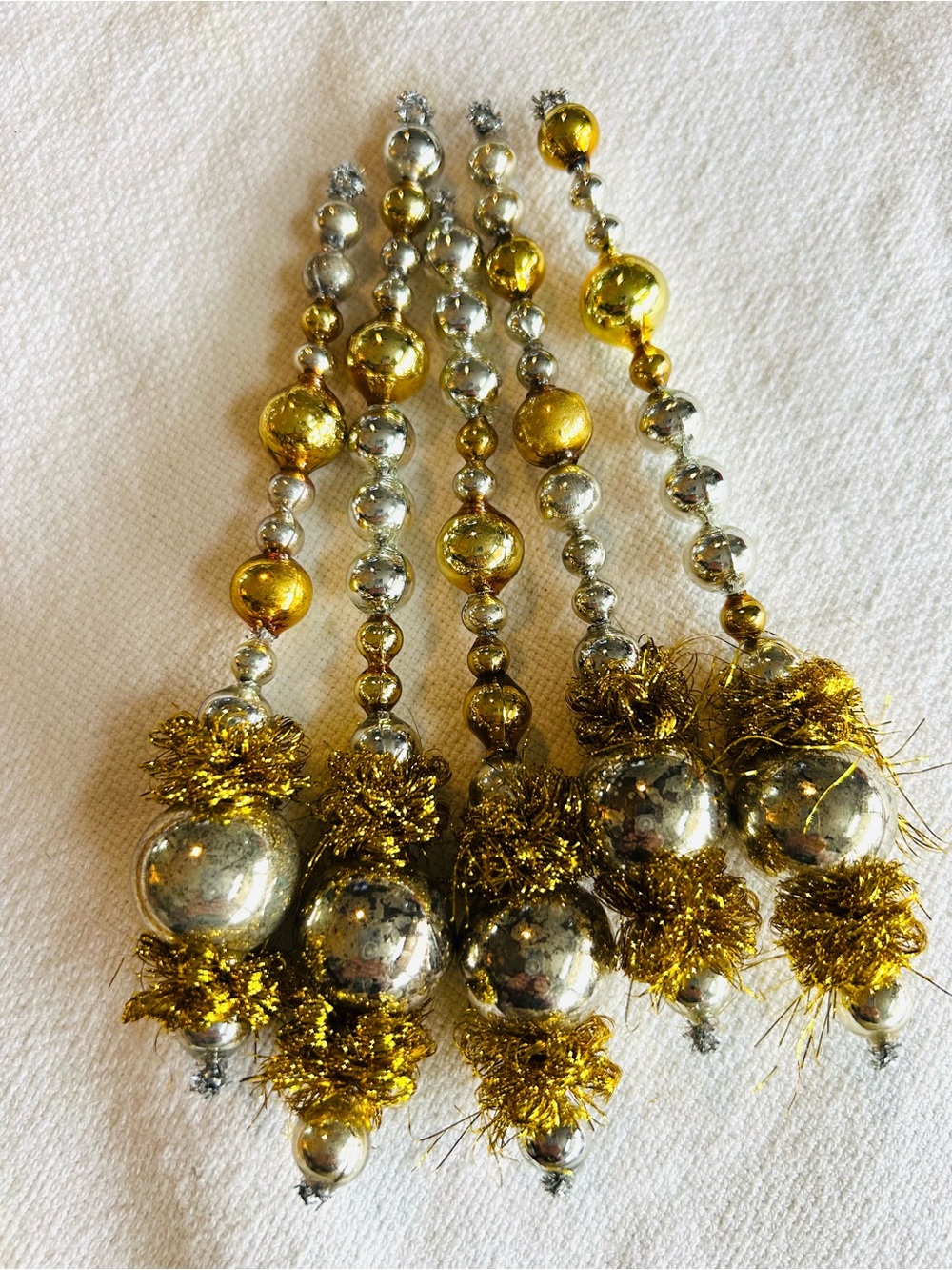 Vintage repurposed garland bead, icicle holiday Christmas ornaments